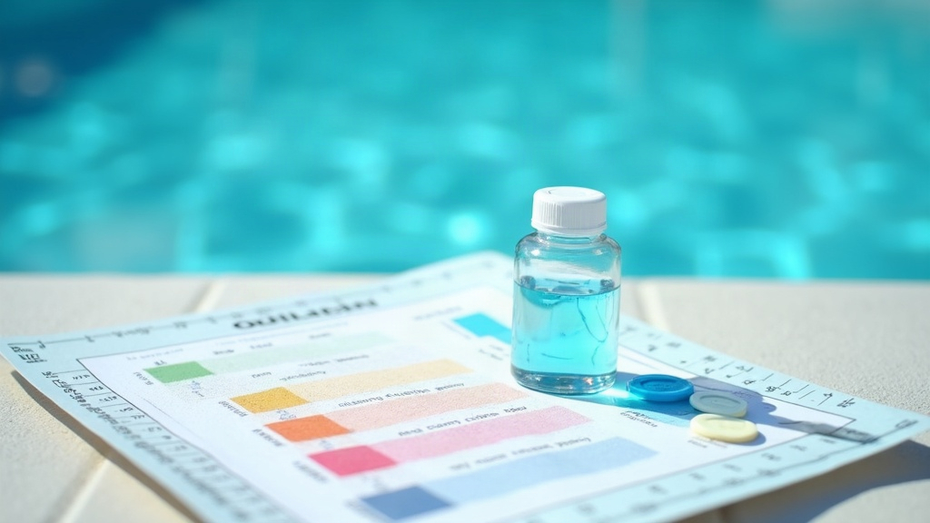 Chlorine test strips and comparison chart used to check free combined and total chlorine