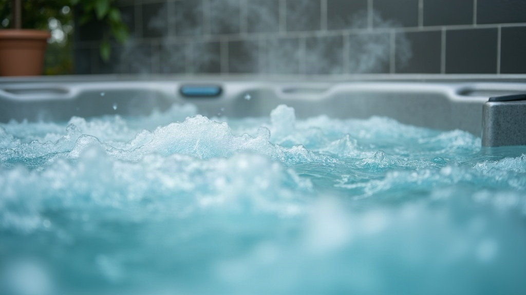 Steam rising off bubbling hot tub water showing how hot tub water chemistry behaves differently from a pool