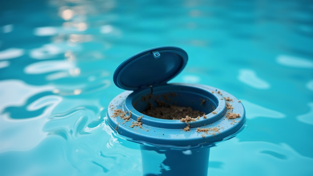 Open pool pump strainer basket with debris, a common early sign a pool pump is failing