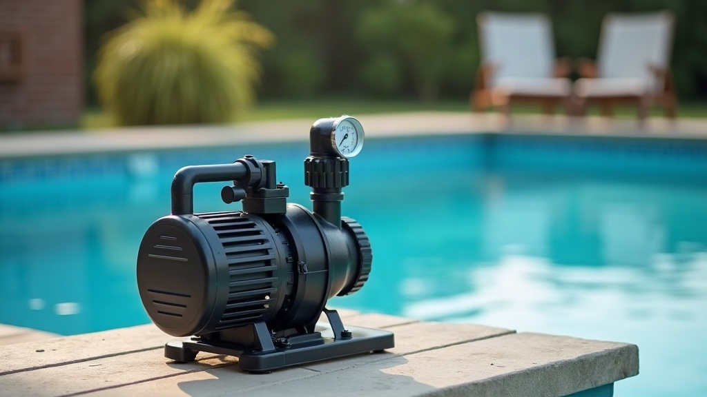 Pool equipment pad with pump and filter representing the ongoing jobs of pool ownership