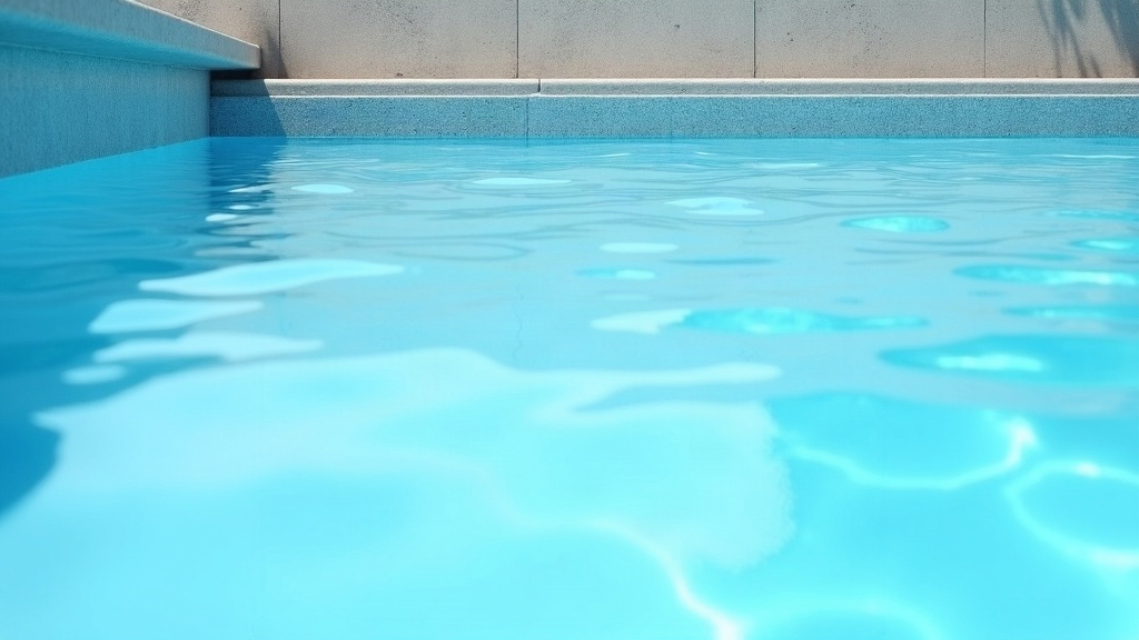 Close comparison of vinyl liner, fiberglass and concrete pool wall surfaces underwater