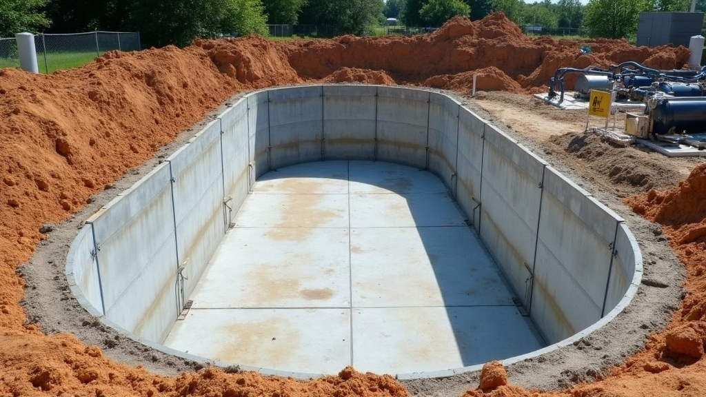 In-ground pool shell under construction showing the excavation and structural work that drives installation cost