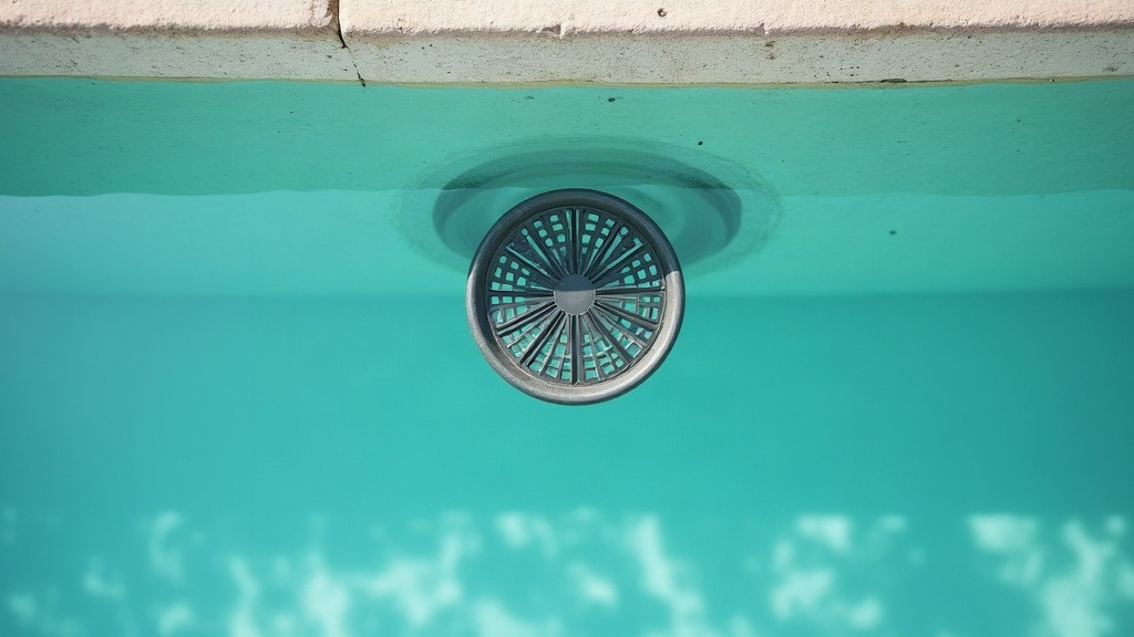 Green algae growth on a pool wall near a skimmer basket, illustrating early algae buildup