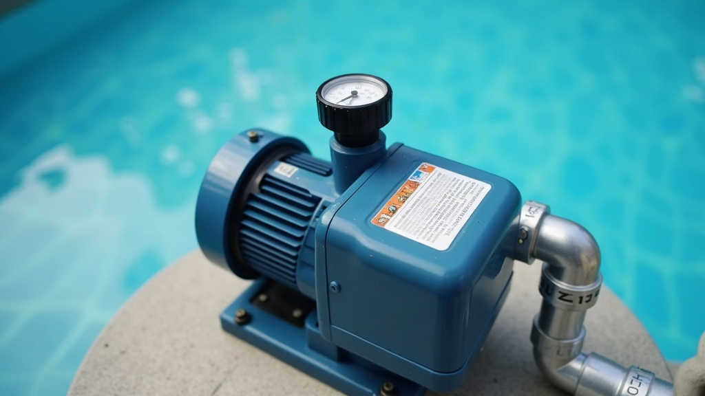 Pool pump and pressure gauge illustrating what pump head means for water flow resistance