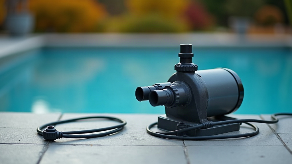 Pool equipment pad prepared for winterising a pool before cold weather