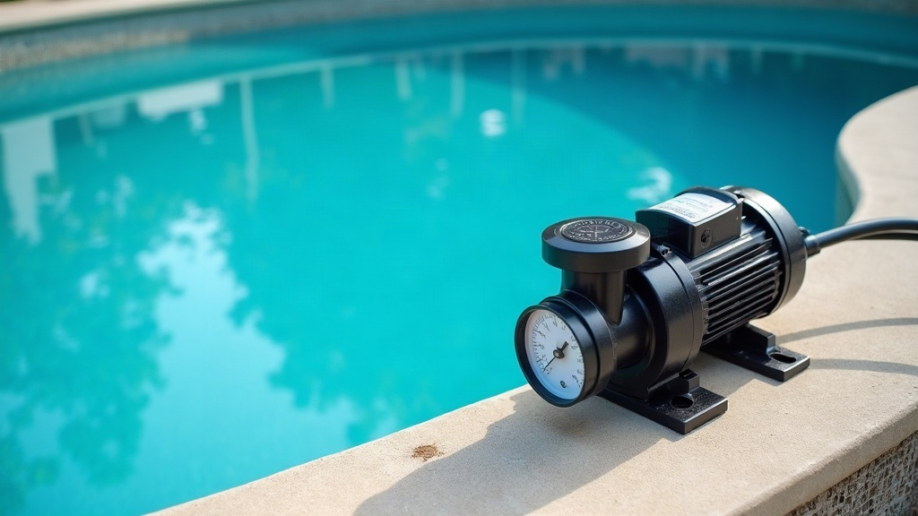 Pool pump, filter and pressure gauge on an equipment pad during a seasonal pool opening