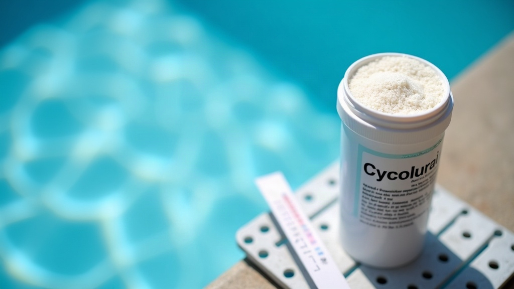 Stabilizer chemical and test strip illustrating a common cause of chlorine lock