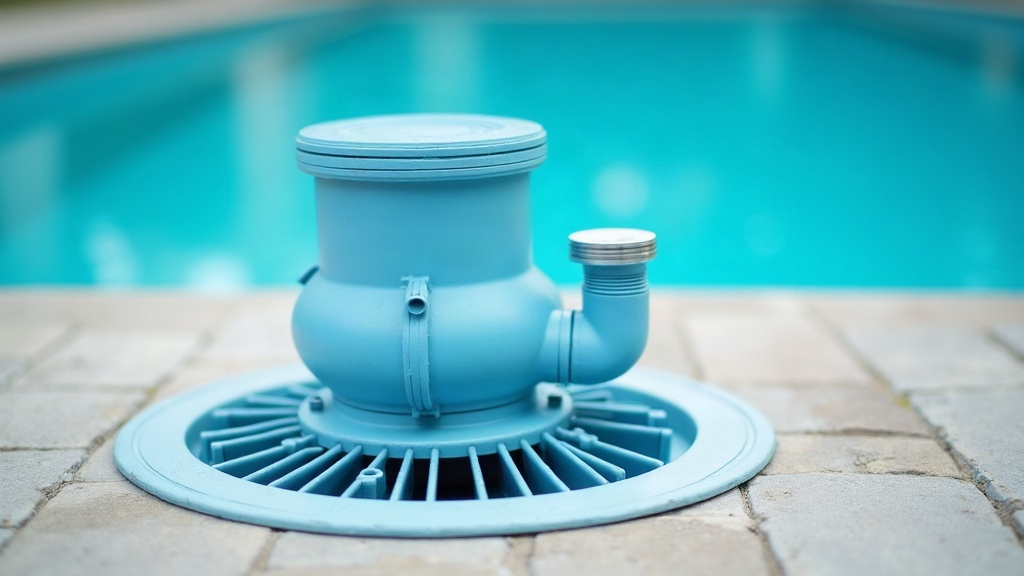 Pool equipment pad showing plumbing connected to a main drain and skimmer line