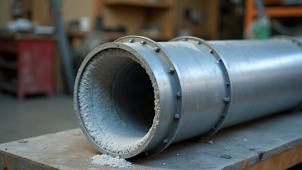White mineral scale coating the inside of a pool heat exchanger coil