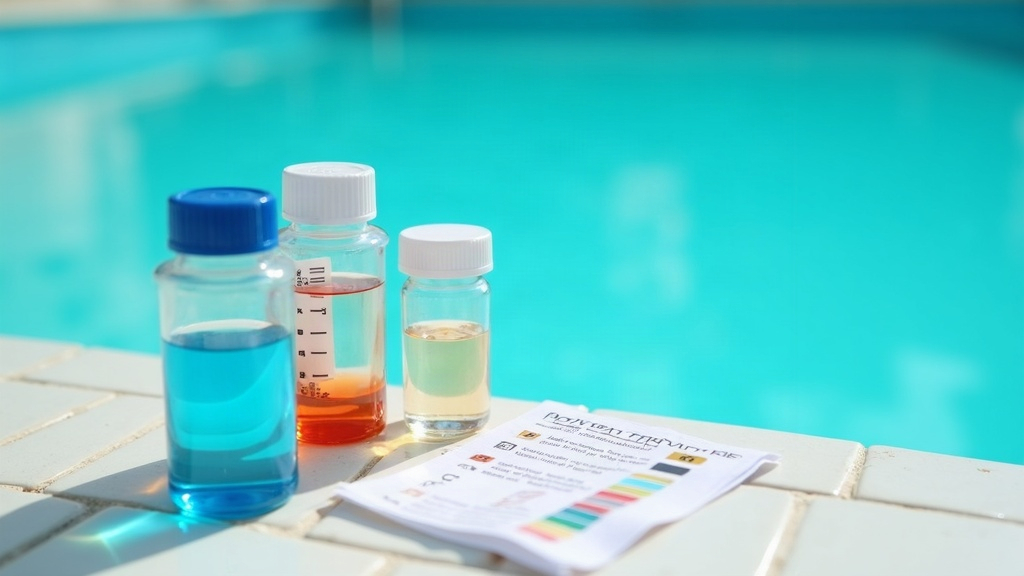 Pool water test kit used to check chlorine levels before and after shocking a pool