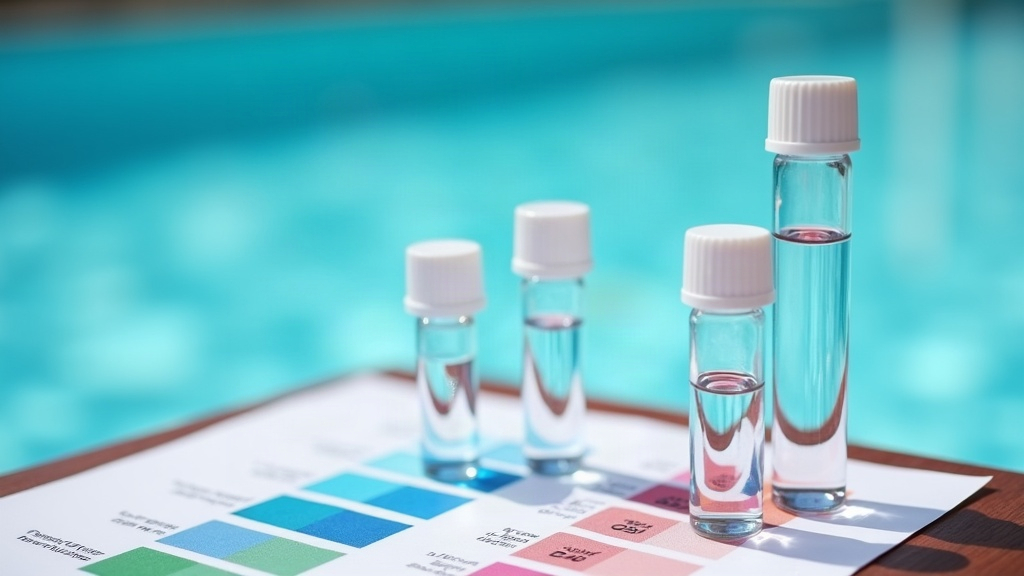 Pool water test kit used to check chemistry before adding pool chemicals
