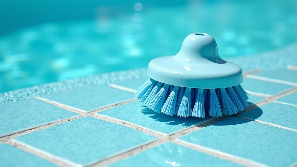 Brush used to scrub a waterline ring off pool tile